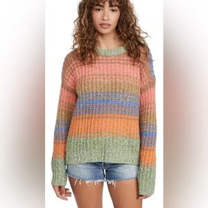 Velvet Multicolor Striped Crew Neck Sweater